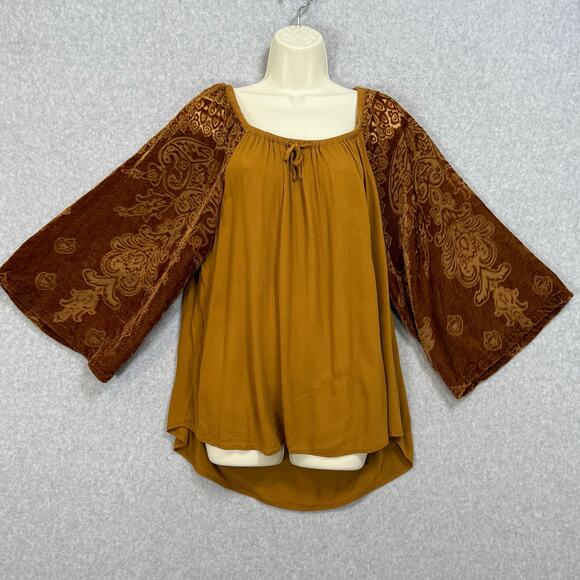 XCVI MIND SET Velvet Burnout Top Size M Boho Festival Whimsigoth Fairy Grunge - Picture 1 of 16